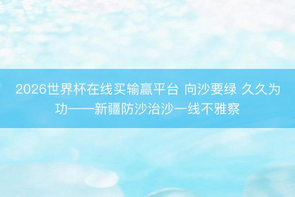 2026世界杯在线买输赢平台 向沙要绿 久久为功——新疆防沙治沙一线不雅察