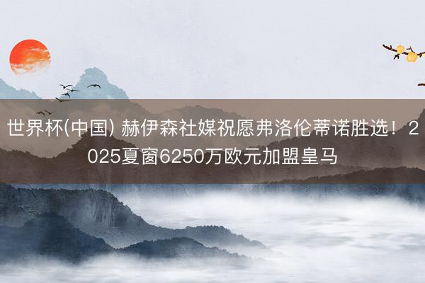 世界杯(中国) 赫伊森社媒祝愿弗洛伦蒂诺胜选!2025夏窗6250万欧元加盟皇马