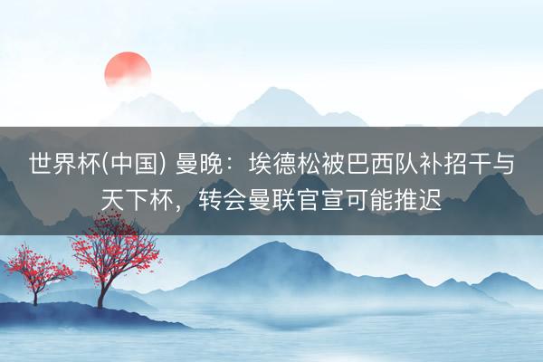 世界杯(中国) 曼晚：埃德松被巴西队补招干与天下杯，转会曼联官宣可能推迟