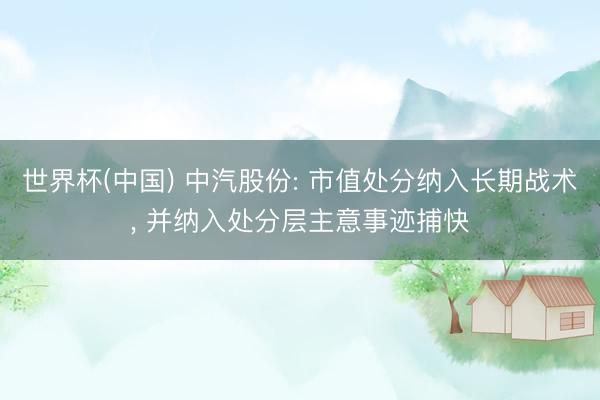 世界杯(中国) 中汽股份: 市值处分纳入长期战术， 并纳入处分层主意事迹捕快
