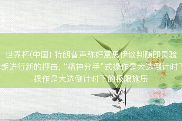 世界杯(中国) 特朗普声称好意思伊谈判随即灵验率, 却仍对伊朗进行新的抨击, “精神分手”式操作是大选倒计时下的极限施压
