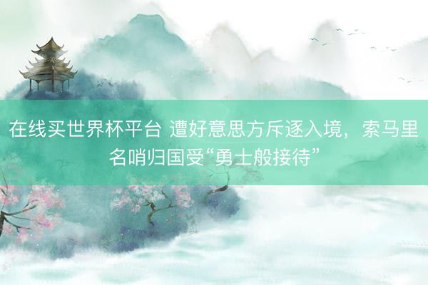 在线买世界杯平台 遭好意思方斥逐入境，索马里名哨归国受“勇士般接待”