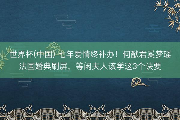 世界杯(中国) 七年爱情终补办！何猷君奚梦瑶法国婚典刷屏，等闲夫人该学这3个诀要