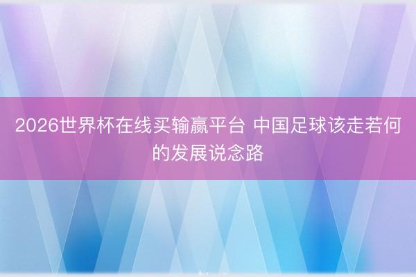 2026世界杯在线买输赢平台 中国足球该走若何的发展说念路