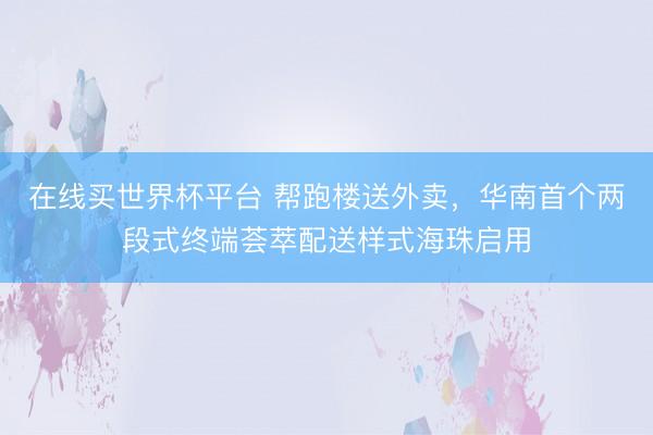 在线买世界杯平台 帮跑楼送外卖，华南首个两段式终端荟萃配送样式海珠启用